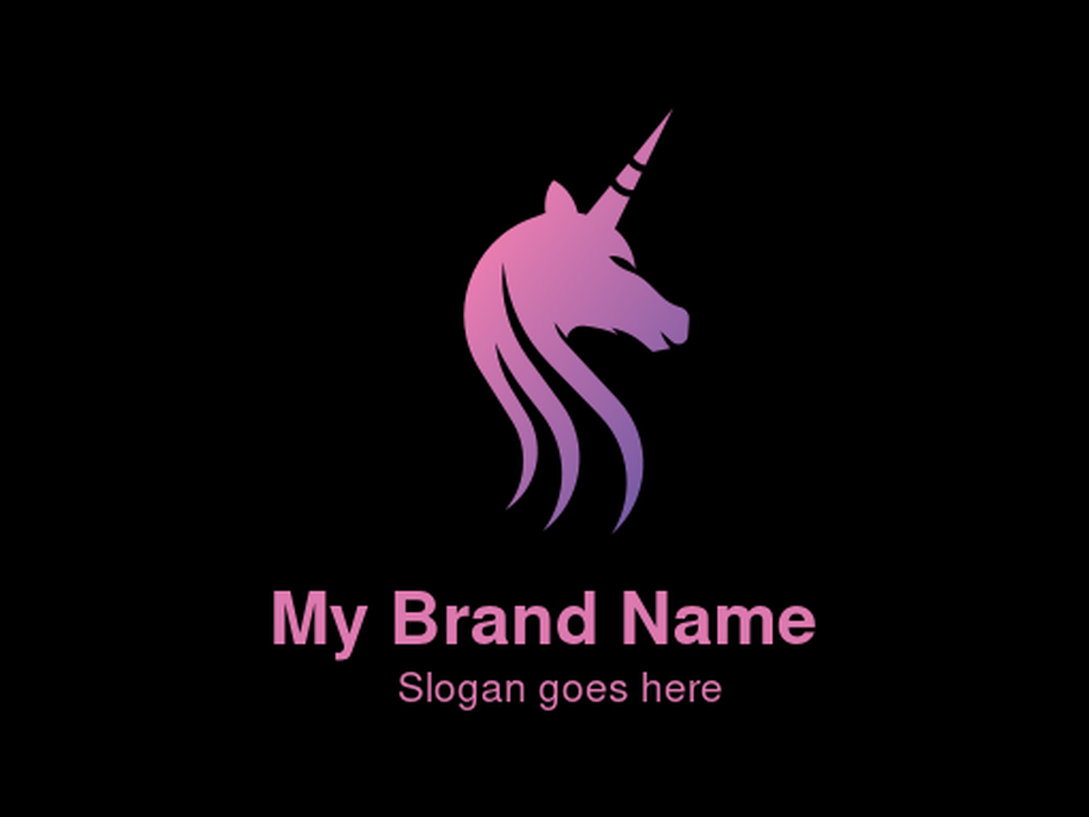Gradient Purple Unicorn Head Logo - Ideal for Tech Startups, Beauty Brands, Children's Products, and Creative Agencies Seeking a Symbol of Innovation, Magic, and Uniqueness